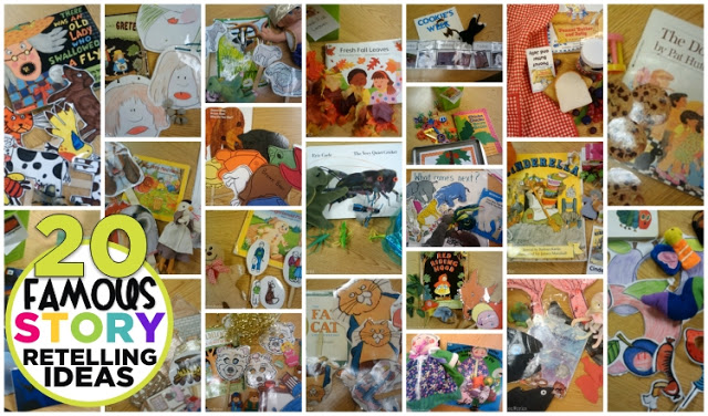 20 famous story retelling ideas and printables - kindergarten retell literacy center