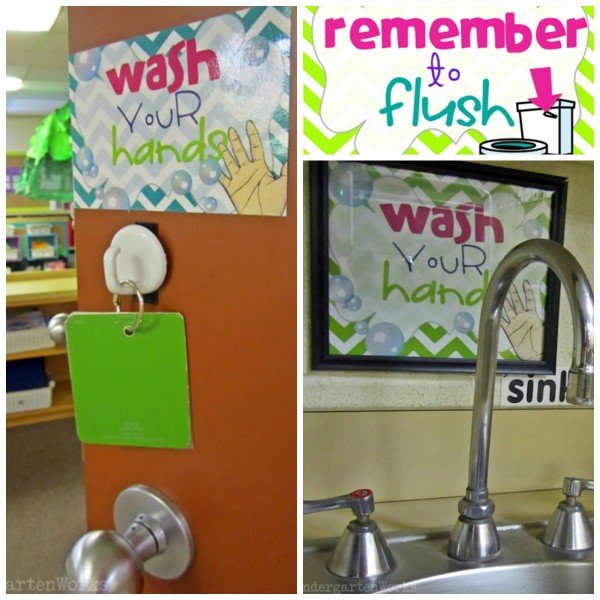Classroom Routines for the Restroom - wash and flush signs to print and put in the bathroom. I love that they are free!