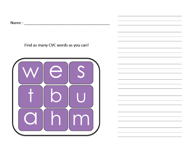 CVC Boggle worksheets for kindergarten - Top 20 Kindergarten Teaching Ideas to Try Right Now