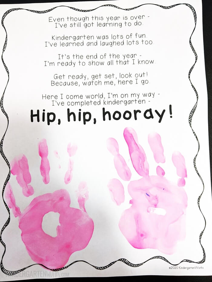 end of the year kindergarten handprint poem