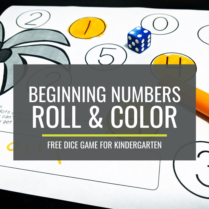 Free Beginning Numbers Roll and Color Dice Game