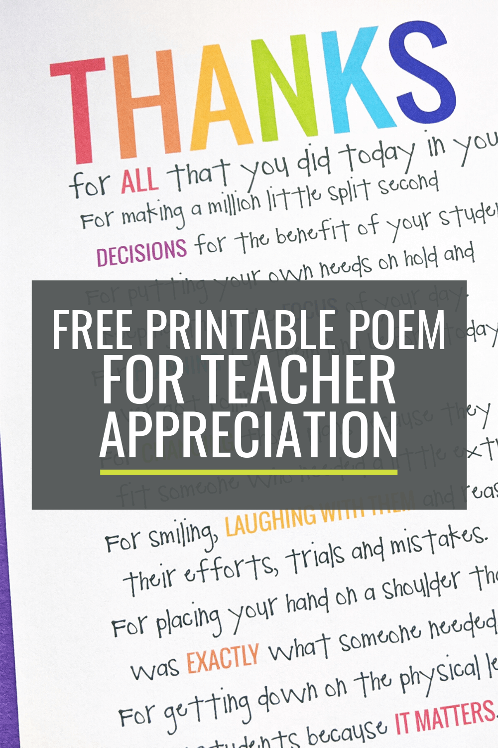 If You Didn\'t Hear This From Anyone Today (Teacher Appreciation Poem)