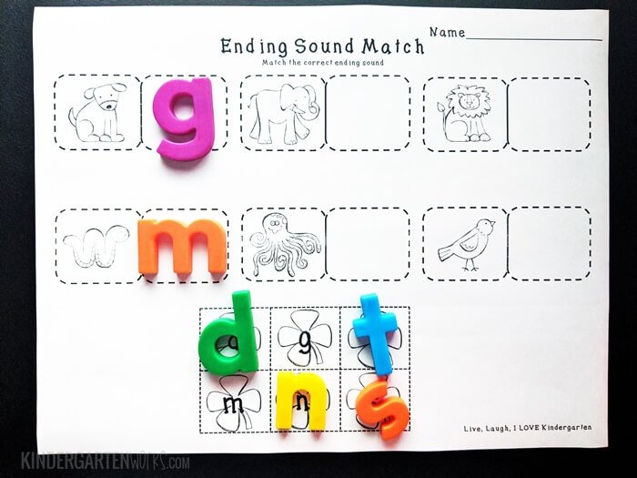 Ending sound isolation workmats free cards for kindergarten activity