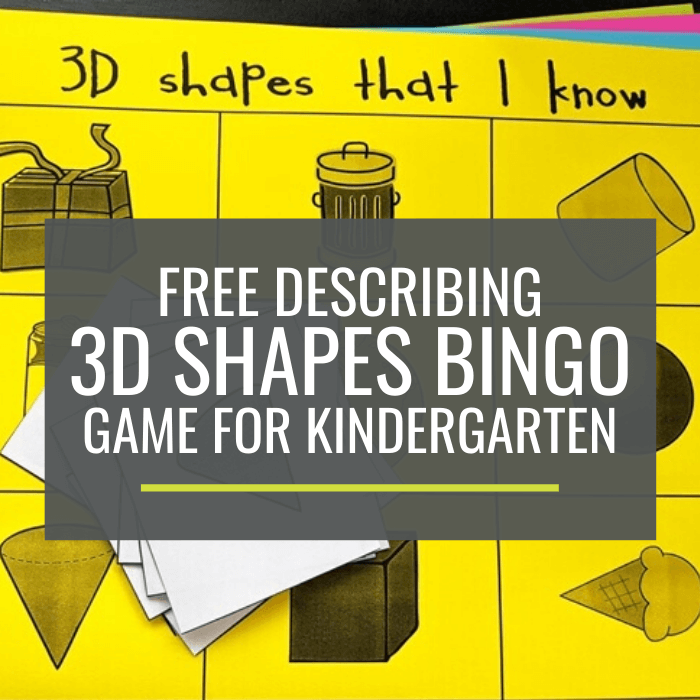 Free Describing 3D Shapes Bingo Game for Kindergarten