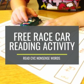Free Nonsense Words Race Car Reading Activity