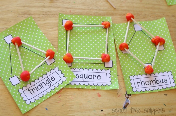 Activities for teaching 2D shapes - playdough and toothpick shapes