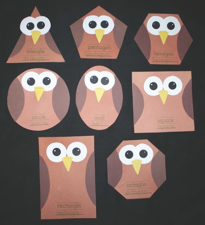 Activities for teaching 2D shapes - silly shape owl craft