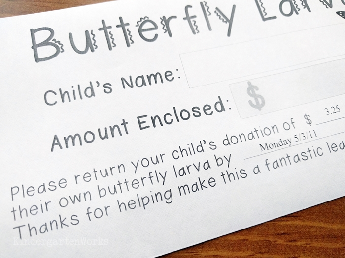 Money Collection Envelopes for Kindergarten - include student name and amount