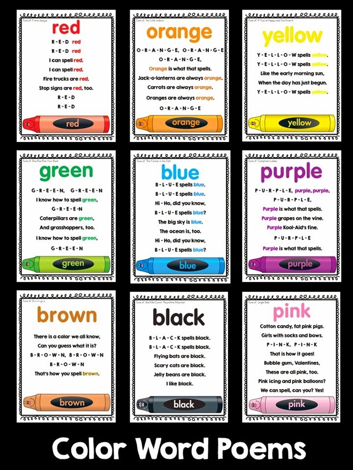 10 Color Songs Videos to Teach How to Spell Color Words KindergartenWorks
