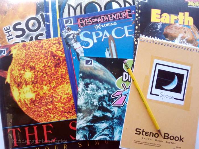 Non-Fiction Literacy Center for Kindergarten - outer space books
