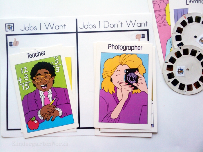 Non-Fiction Literacy Center for Kindergarten - sorting job cards