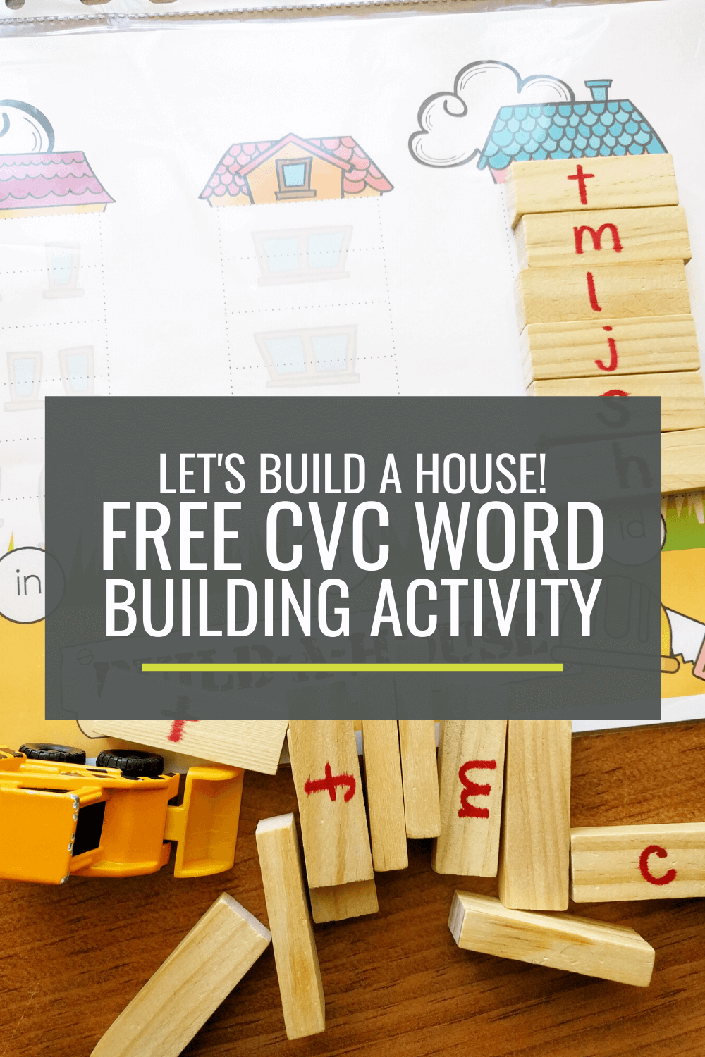 Let\'s Build a House! Free CVC Word Building Activity
