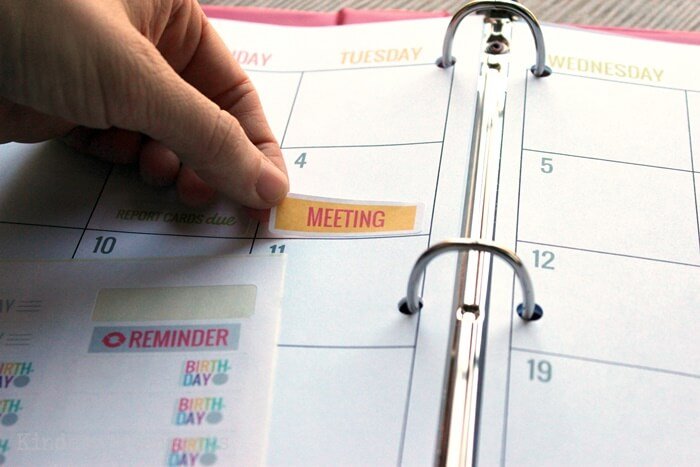 Add special reminders to your printable teacher planning calendar
