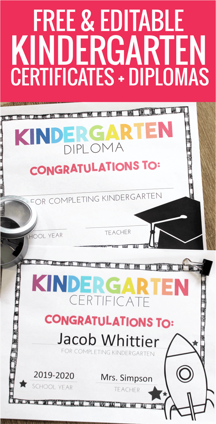 free editable kindergarten certificates and graduation diplomas kindergartenworks