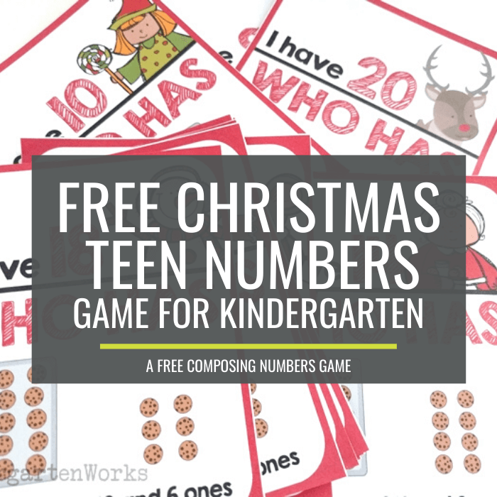 Free Christmas Composing Teen Numbers Game for Kindergarten