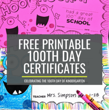 100th day certificates for kindergarten