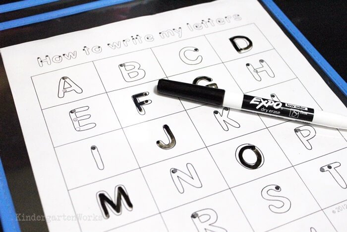 Easy DIY handwriting workmats for kindergarten