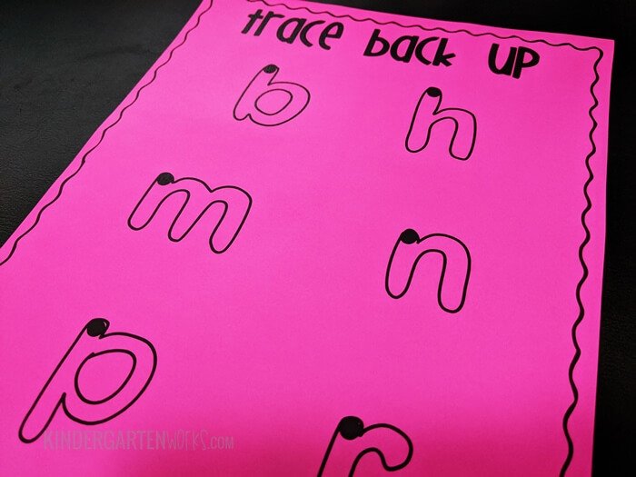 Letters that trace back up for kindergarten handwriting