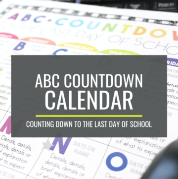 ABC Countdown Calendar for Kindergarten - Countdown to the last day of school