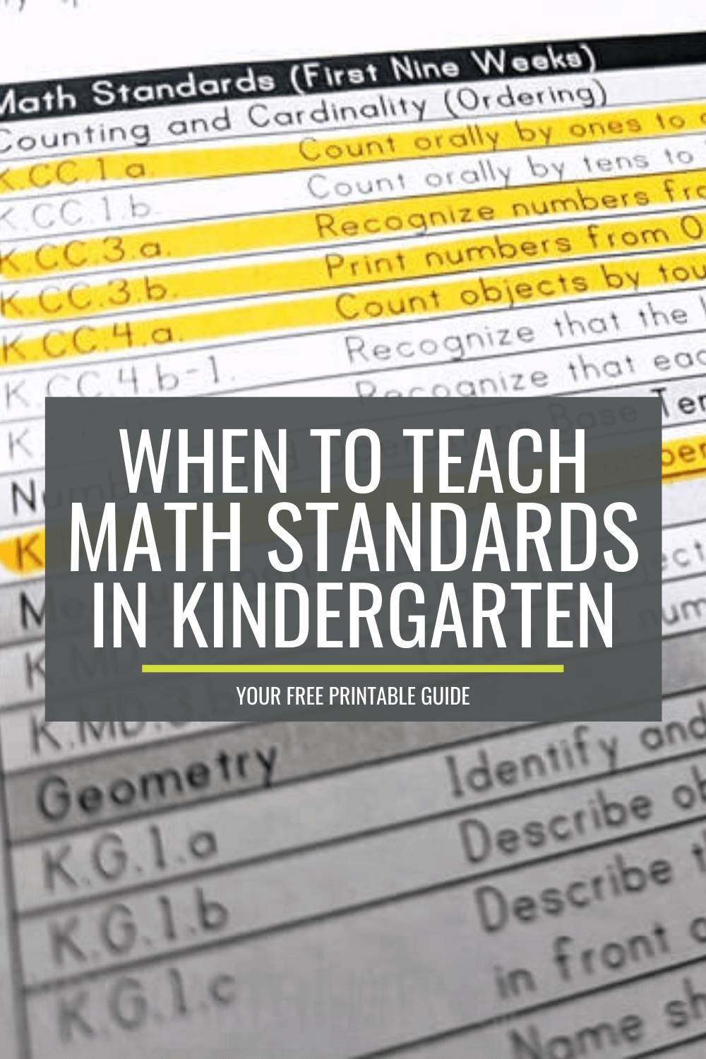 When to Teach Math Standards in Kindergarten