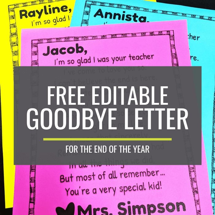 Free Editable Goodbye Letter for the End of the Year