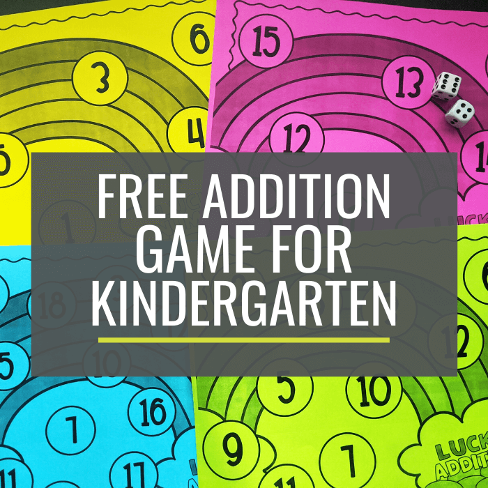 Free Lucky Rainbow Addition Game for Kindergarten