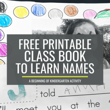 Free Printable Class Book to Learn Names at the Beginning of Kindergarten