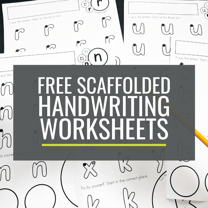 Free Scaffolded Handwriting Worksheets for kindergarten lowercase a-z