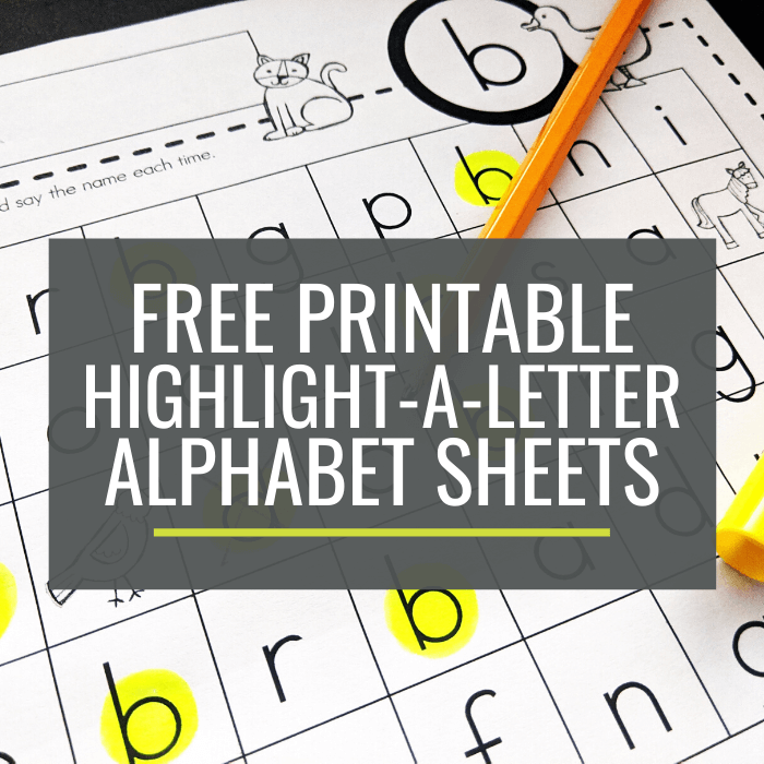 Free Highlight-a-Letter Alphabet Sheets for Kindergarten
