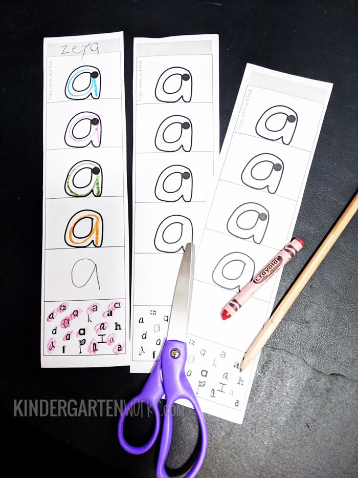 Kindergarten Handwriting lowercase letter strips free worksheet